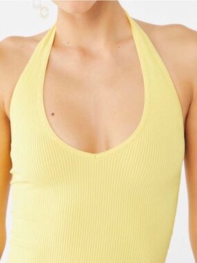 UO Jackie Halter Neck Ribbed Bra Top